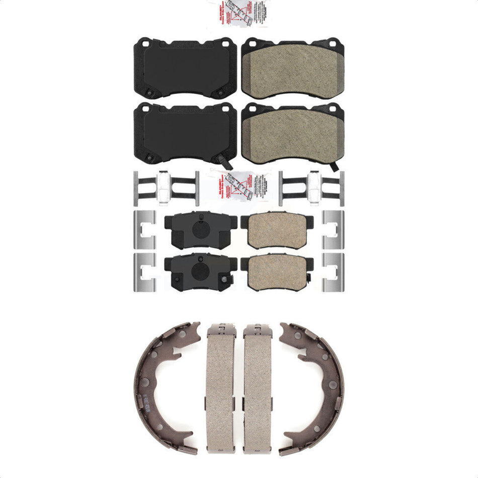 Front Semi-Metallic Rear Ceramic Disc Brake Pads And Parking Shoes Kit For KNN-101144