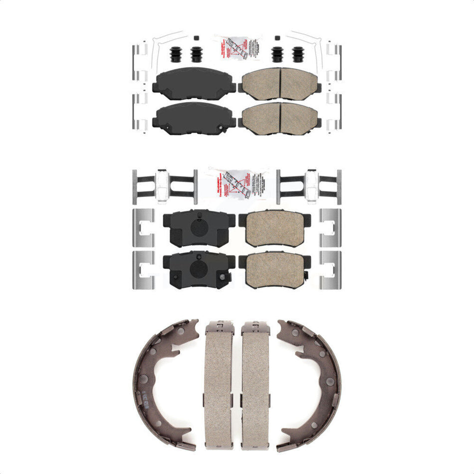 Front Rear Ceramic Disc Brake Pads And Parking Shoes Kit For Honda CR-V KNN-101148