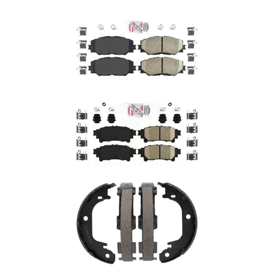 Front Rear Ceramic Disc Brake Pads And Parking Shoes Kit For Toyota Prius V KNN-101154