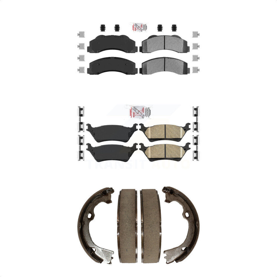 Front Semi-Metallic Rear Ceramic Disc Brake Pads And Parking Shoes Kit For KNN-101164