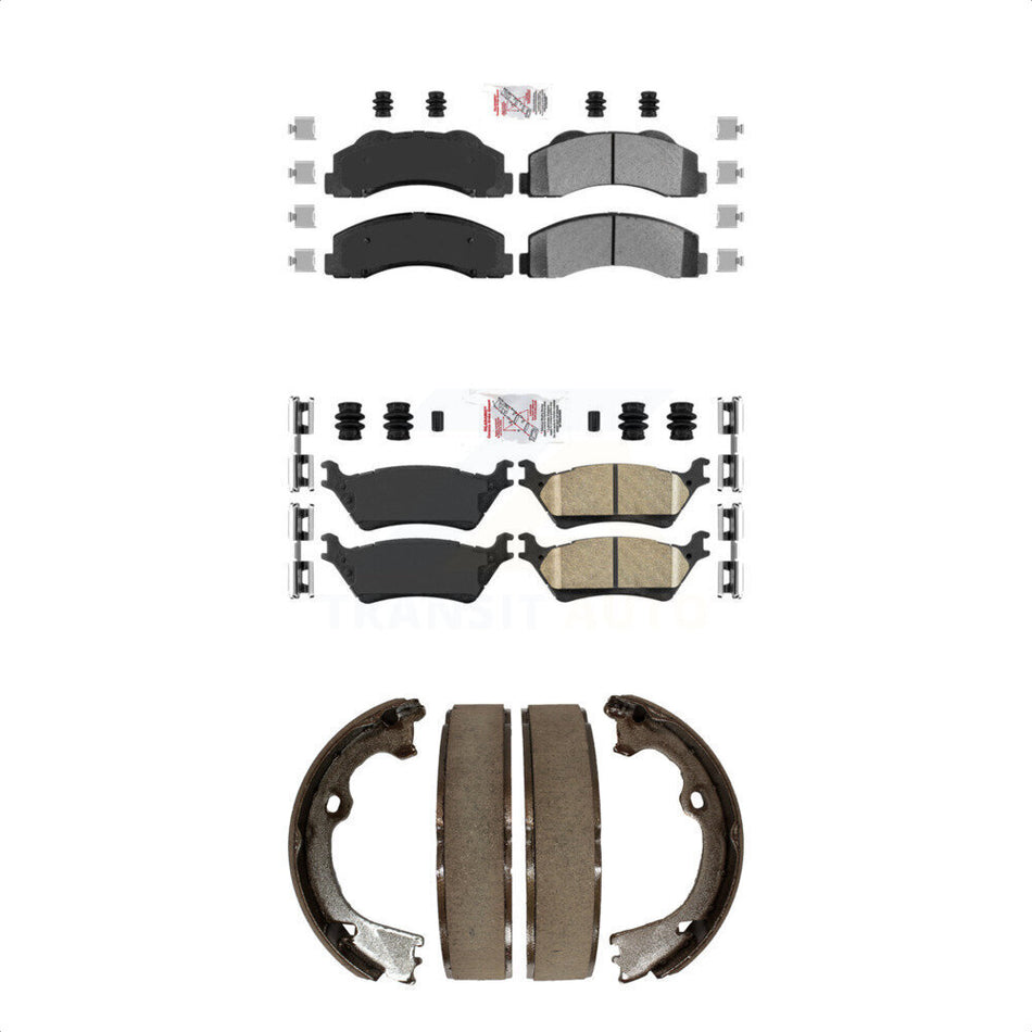Front Semi-Metallic Rear Ceramic Disc Brake Pads And Parking Shoes Kit For KNN-101166