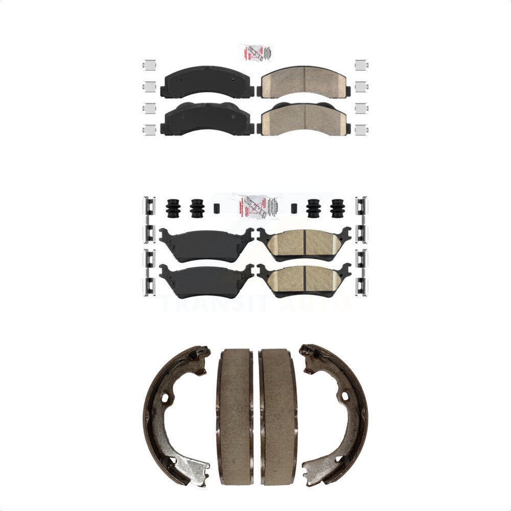 Front Rear Ceramic Disc Brake Pads And Parking Shoes Kit For Ford F-150 KNN-101167