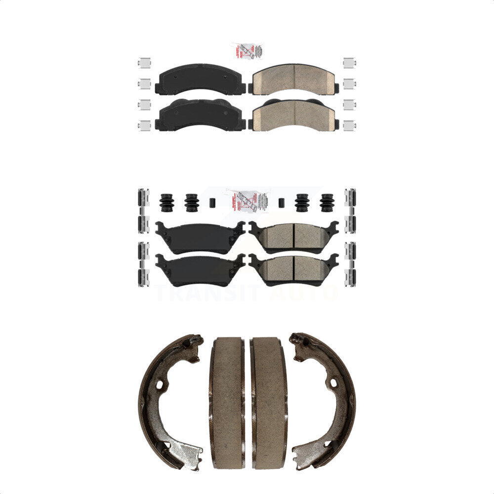 Front Ceramic Rear Semi-Metallic Disc Brake Pads And Parking Shoes Kit For KNN-101169