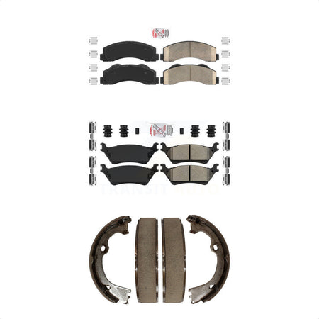 Front Ceramic Rear Semi-Metallic Disc Brake Pads And Parking Shoes Kit For KNN-101169