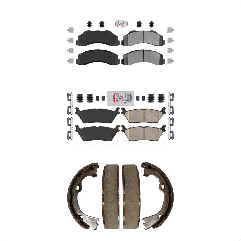Front Semi-Metallic Rear Ceramic Disc Brake Pads And Parking Shoes Kit For KNN-101170