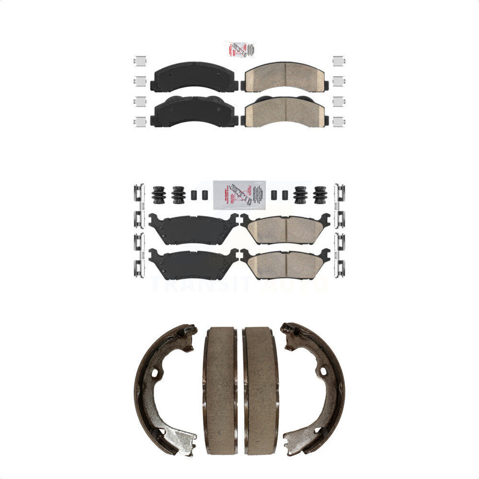 Front Rear Ceramic Disc Brake Pads And Parking Shoes Kit For Ford F-150 KNN-101171