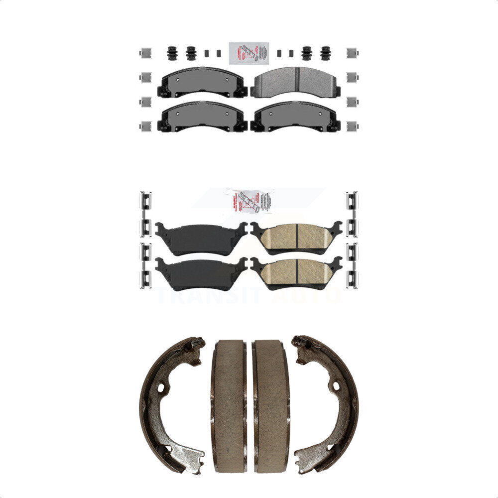 Front Semi-Metallic Rear Ceramic Disc Brake Pads And Parking Shoes Kit For KNN-101174