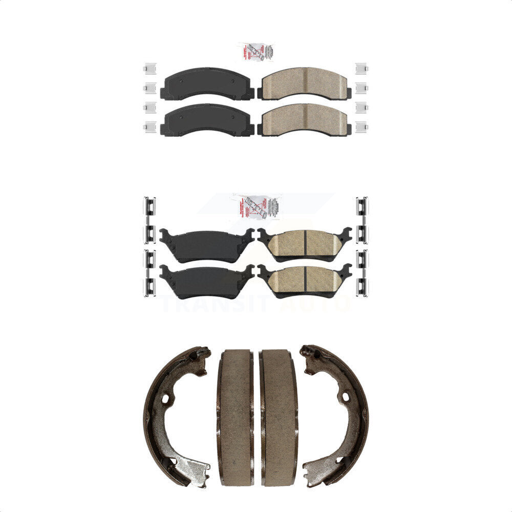 Front Rear Ceramic Disc Brake Pads And Parking Shoes Kit For Ford F-150 KNN-101175