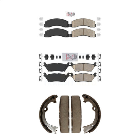 Front Rear Ceramic Disc Brake Pads And Parking Shoes Kit For Ford F-150 KNN-101177