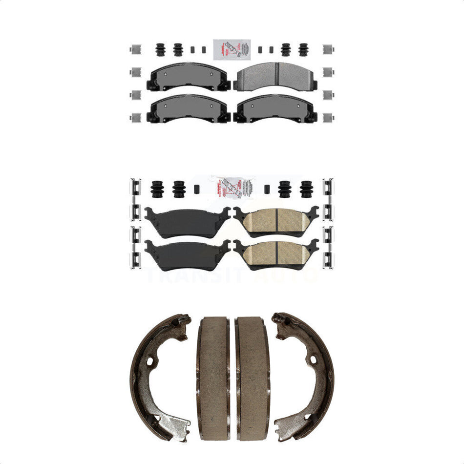 Front Semi-Metallic Rear Ceramic Disc Brake Pads And Parking Shoes Kit For KNN-101180