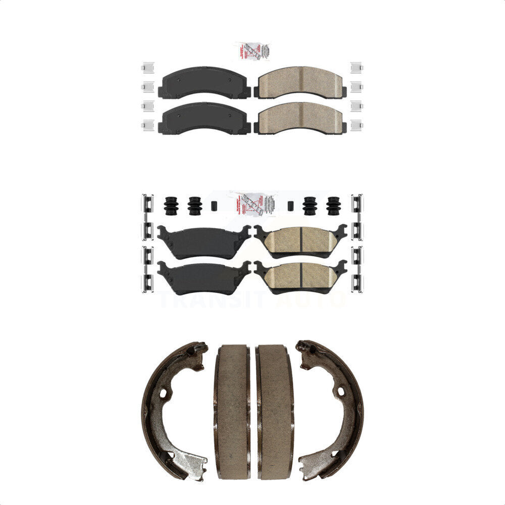 Front Rear Ceramic Disc Brake Pads And Parking Shoes Kit For Ford F-150 KNN-101181