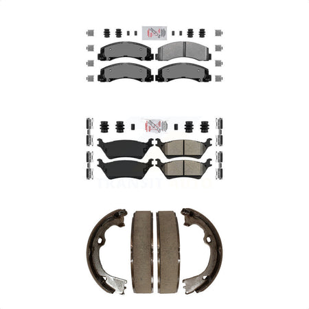 Front Rear Semi-Metallic Disc Brake Pads And Parking Shoes Kit For Ford F-150 KNN-101182