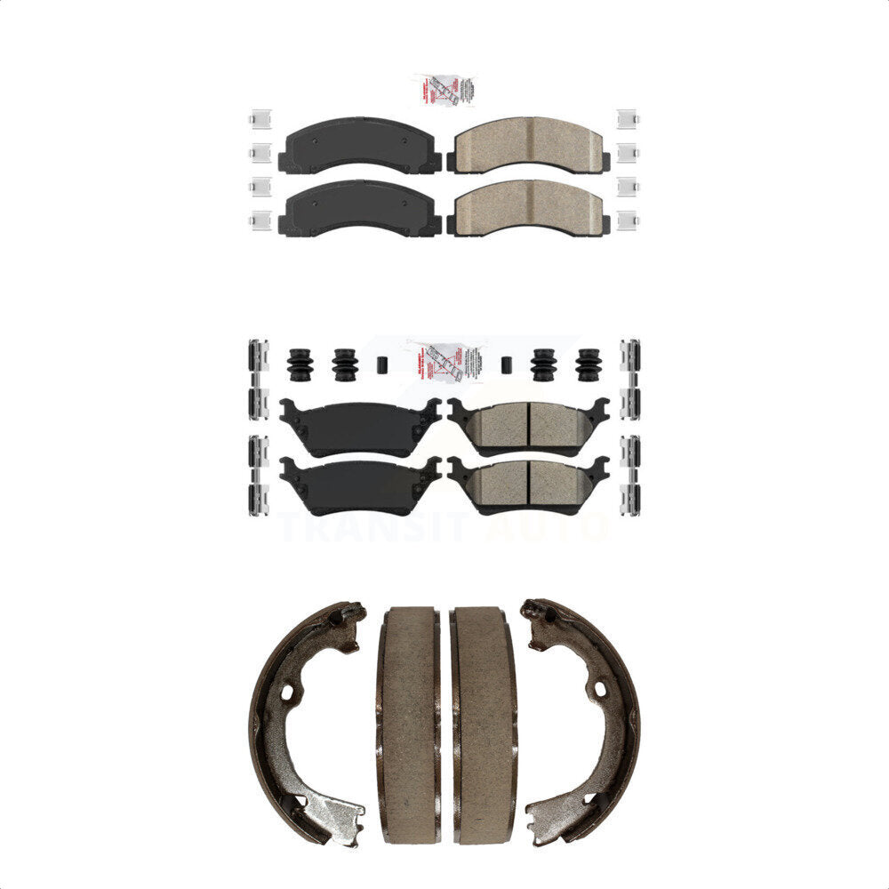 Front Ceramic Rear Semi-Metallic Disc Brake Pads And Parking Shoes Kit For KNN-101183