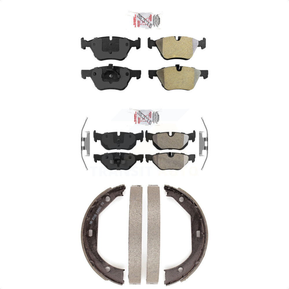 Front Rear Semi-Metallic Disc Brake Pads And Parking Shoes Kit For BMW 328xi KNN-101186