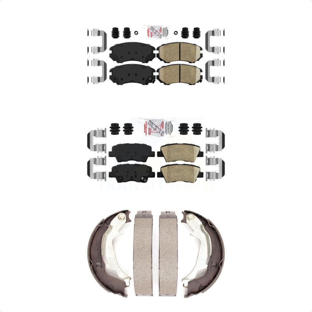 Front Rear Ceramic Disc Brake Pads And Parking Shoes Kit For 10-13 Kia Soul KNN-101206