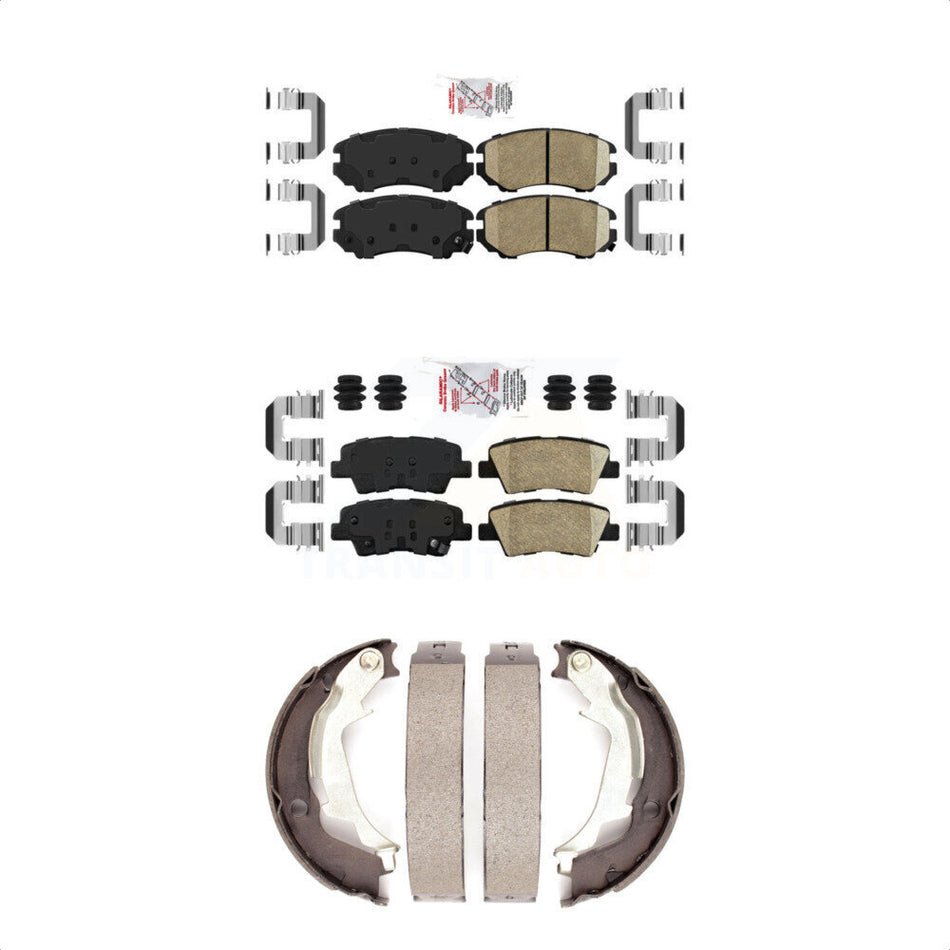 Front Rear Ceramic Disc Brake Pads And Parking Shoes Kit For 10-13 Kia Soul KNN-101207