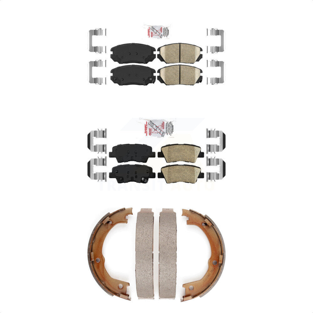 Front Rear Ceramic Disc Brake Pads And Parking Shoes Kit For 07-09 Kia Amanti KNN-101208