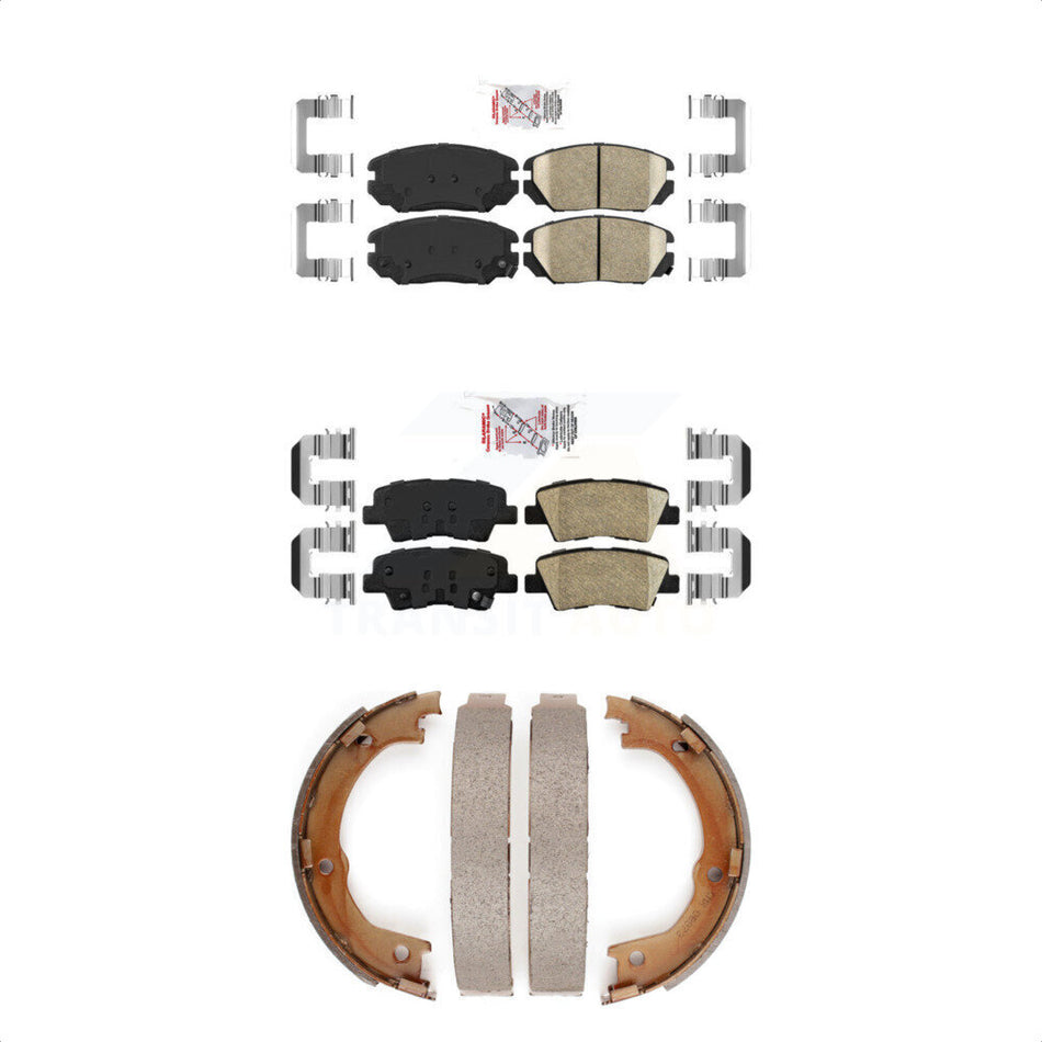 Front Rear Ceramic Disc Brake Pads And Parking Shoes Kit For 07-09 Kia Amanti KNN-101208