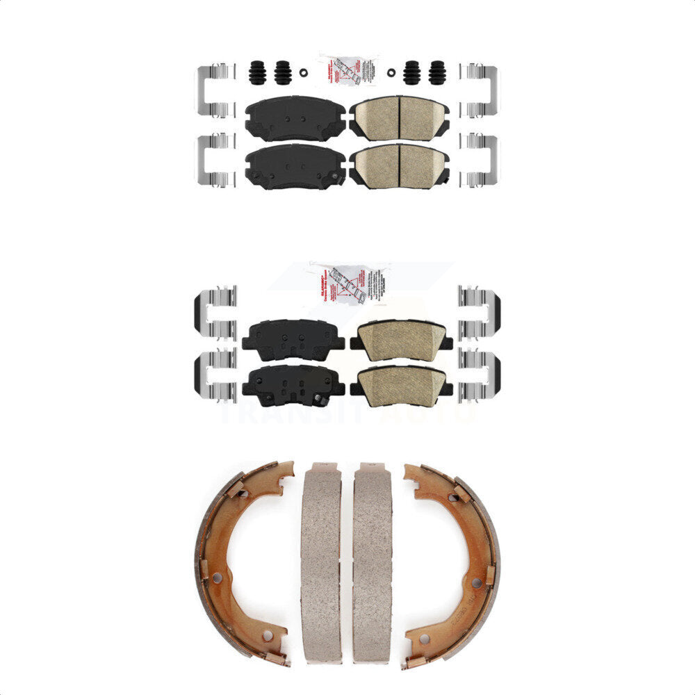 Front Rear Ceramic Disc Brake Pads And Parking Shoes Kit For 07-09 Kia Amanti KNN-101209