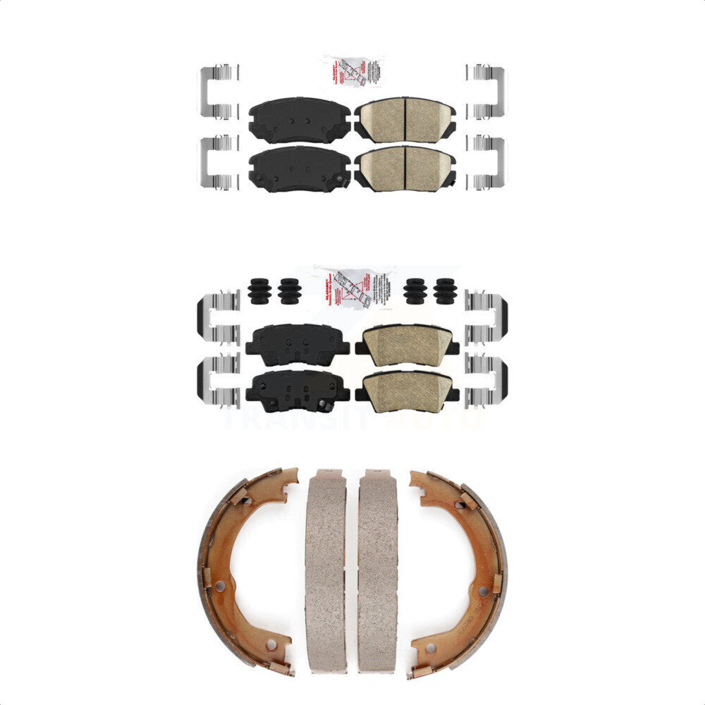 Front Rear Ceramic Disc Brake Pads And Parking Shoes Kit For 07-09 Kia Amanti KNN-101210