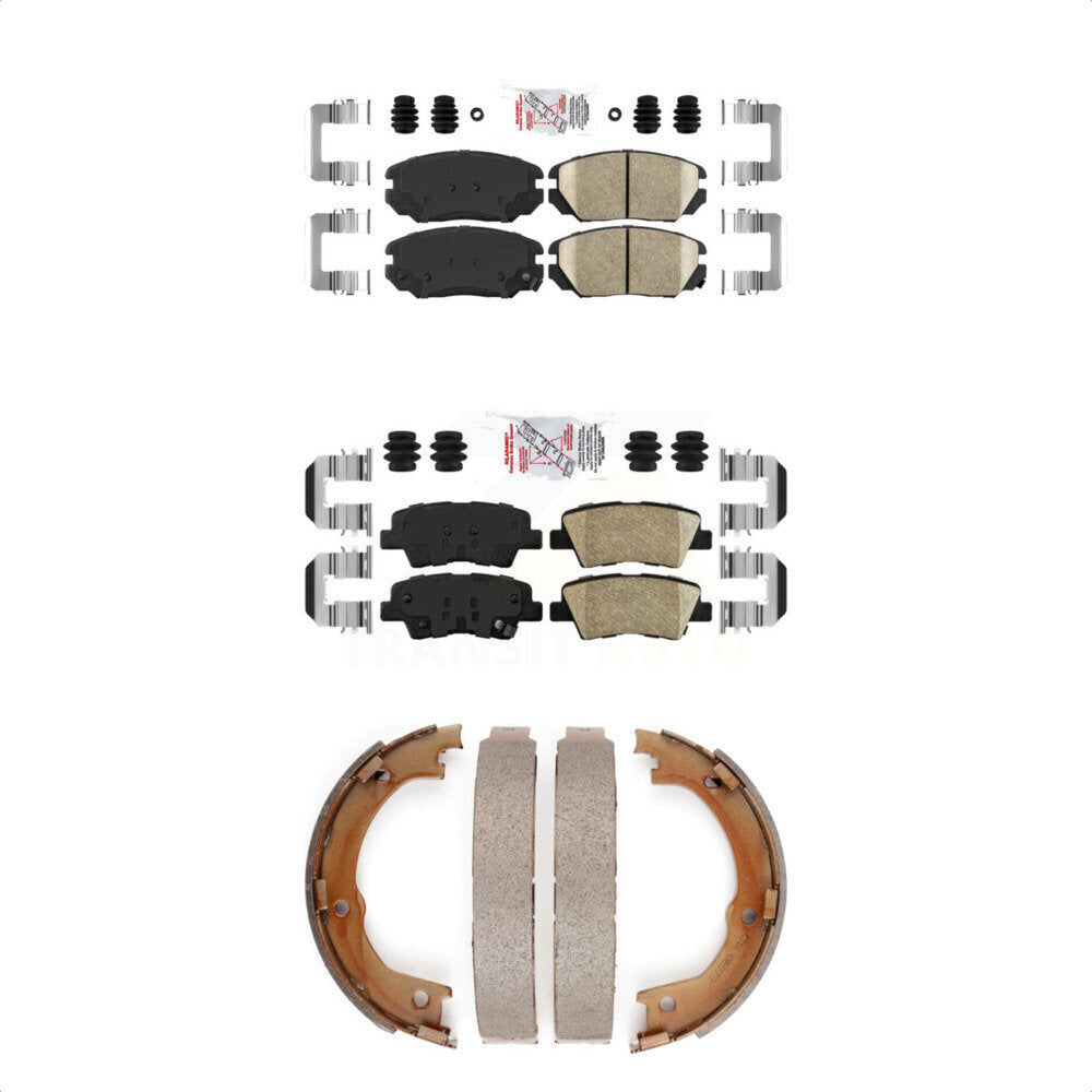 Front Rear Ceramic Disc Brake Pads And Parking Shoes Kit For 07-09 Kia Amanti KNN-101211