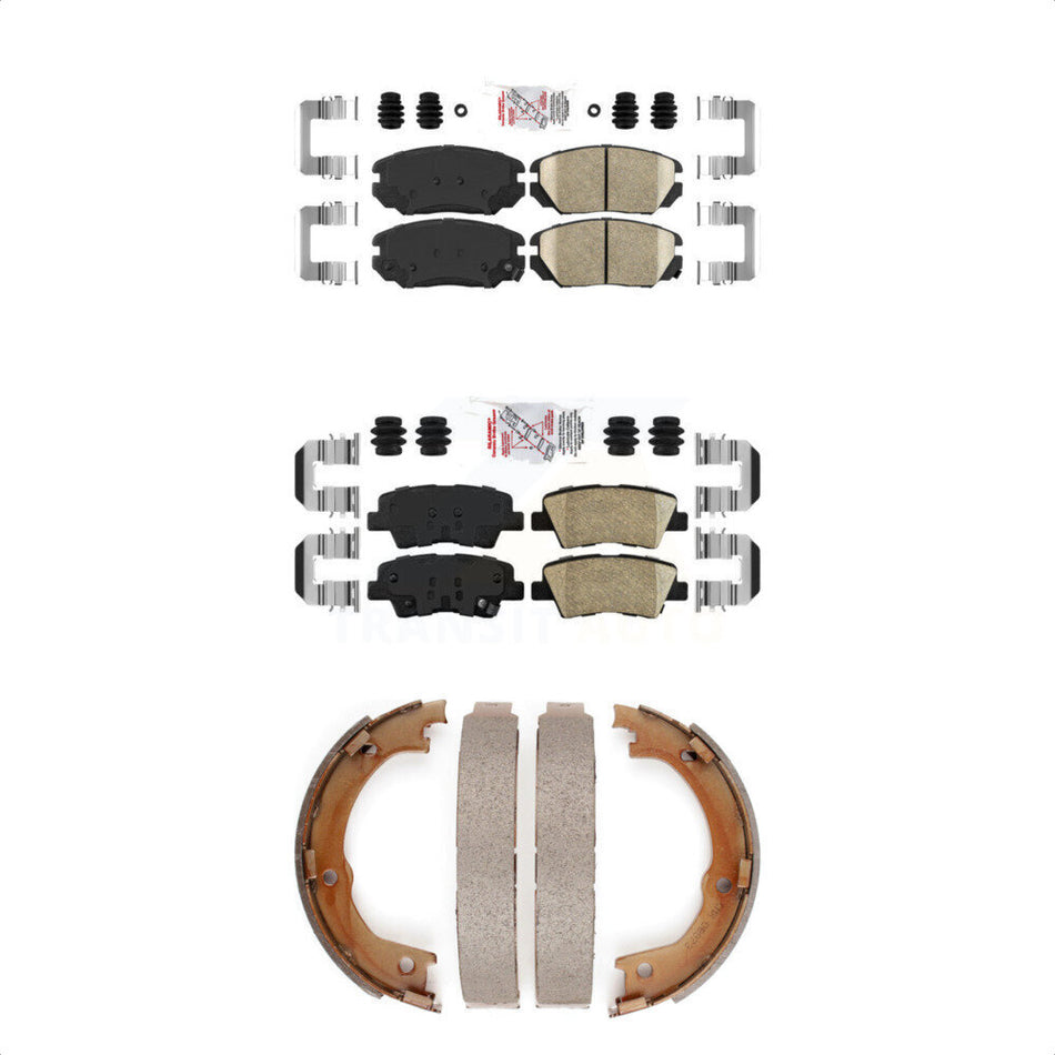 Front Rear Ceramic Disc Brake Pads And Parking Shoes Kit For 07-09 Kia Amanti KNN-101211