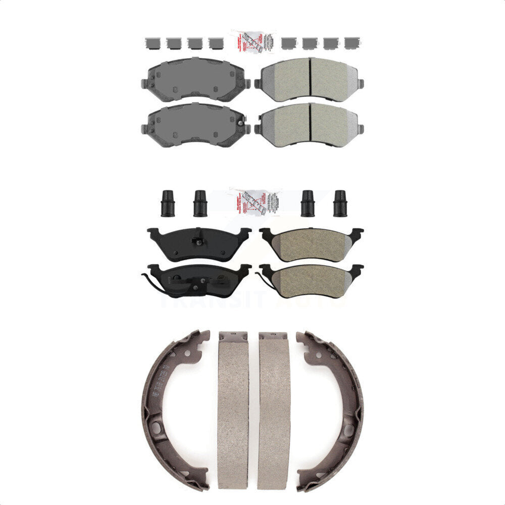 Front Rear Semi-Metallic Disc Brake Pads And Parking Shoes Kit For Dodge Grand KNN-101218