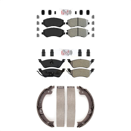 Front Rear Semi-Metallic Disc Brake Pads And Parking Shoes Kit For Dodge Grand KNN-101219