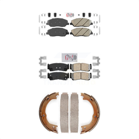 Front Rear Ceramic Disc Brake Pads And Parking Shoes Kit For Hyundai Santa Fe KNN-101223