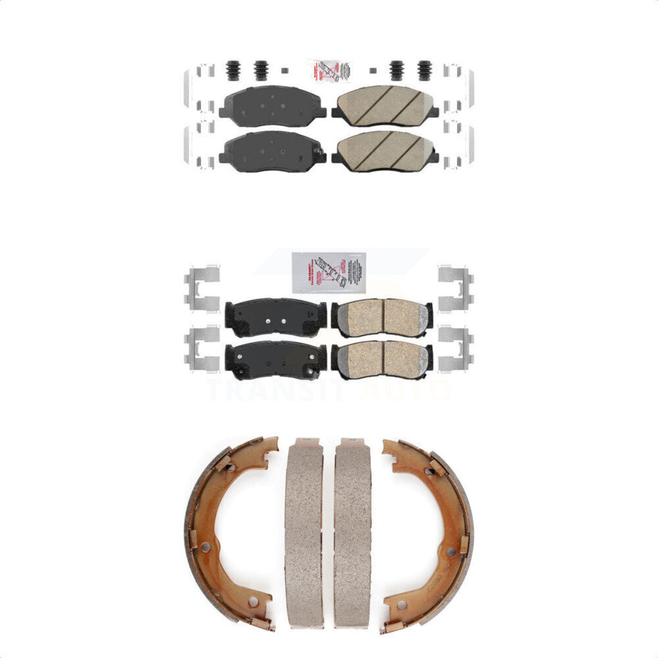 Front Rear Ceramic Disc Brake Pads And Parking Shoes Kit For Hyundai Santa Fe KNN-101223