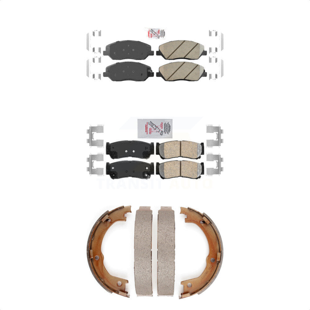 Front Rear Ceramic Disc Brake Pads And Parking Shoes Kit For Hyundai Santa Fe KNN-101224
