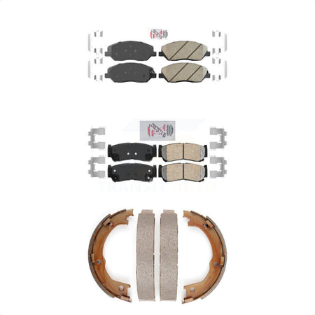 Front Rear Ceramic Disc Brake Pads And Parking Shoes Kit For Hyundai Santa Fe KNN-101224
