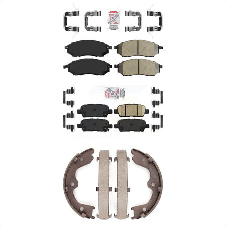 Front Semi-Metallic Rear Ceramic Disc Brake Pads And Parking Shoes Kit For G37 KNN-101229