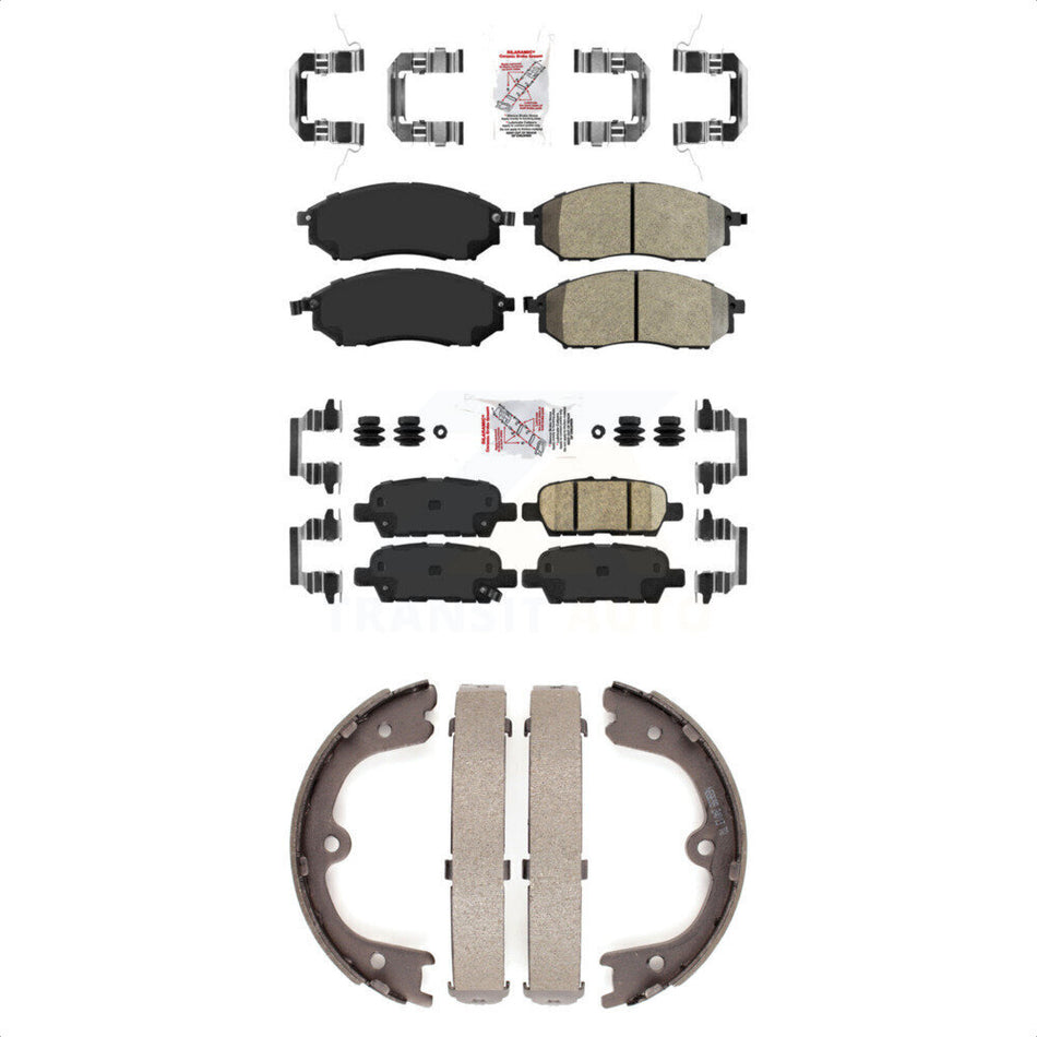 Front Semi-Metallic Rear Ceramic Disc Brake Pads And Parking Shoes Kit For KNN-101236