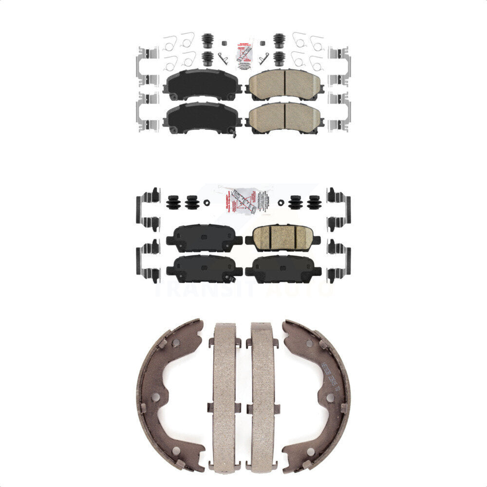 Front Rear Ceramic Disc Brake Pads And Parking Shoes Kit For INFINITI QX50 KNN-101239