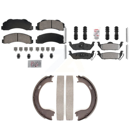 Front Ceramic Rear Semi-Metallic Disc Brake Pads And Parking Shoes Kit For KNN-101247