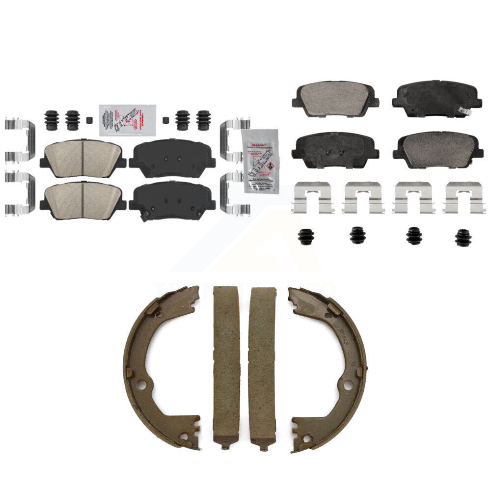 Front Rear Ceramic Disc Brake Pads And Parking Shoes Kit For Hyundai Santa Fe KNN-101249