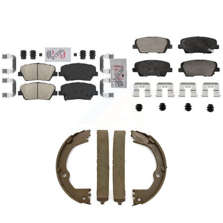 Front Rear Ceramic Disc Brake Pads And Parking Shoes Kit For Hyundai Santa Fe KNN-101249