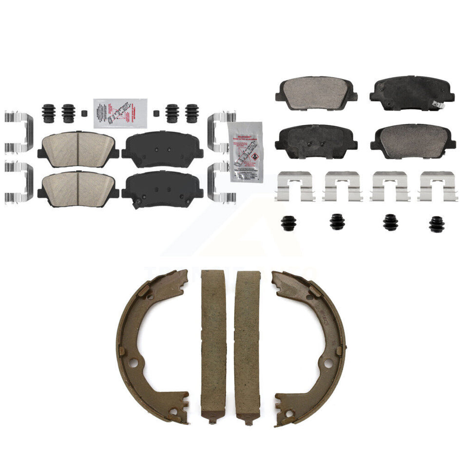 Front Rear Ceramic Disc Brake Pads And Parking Shoes Kit For Hyundai Santa Fe KNN-101249