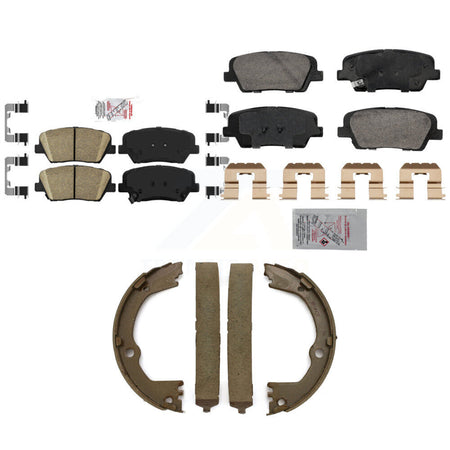 Front Rear Ceramic Disc Brake Pads And Parking Shoes Kit For Hyundai Santa Fe KNN-101252