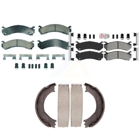 Front Ceramic Rear Semi-Metallic Disc Brake Pads And Parking Shoes Kit For GMC KNN-101255