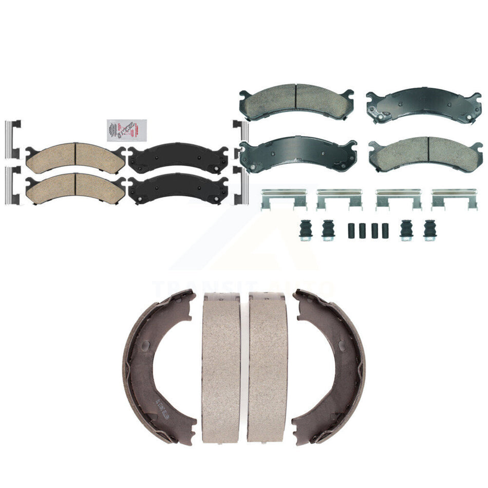 Front Rear Ceramic Disc Brake Pads And Parking Shoes Kit For Chevrolet GMC HD KNN-101260