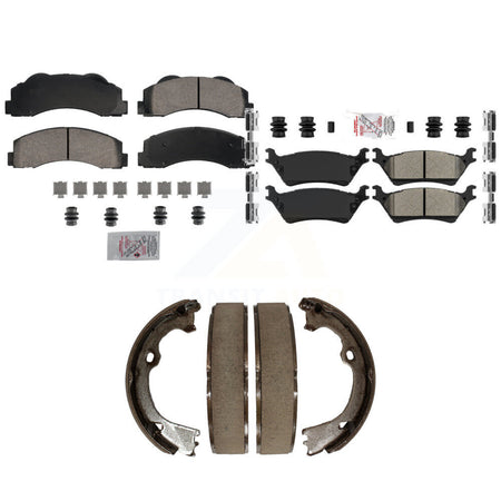 Front Ceramic Rear Semi-Metallic Disc Brake Pads And Parking Shoes Kit For KNN-101266