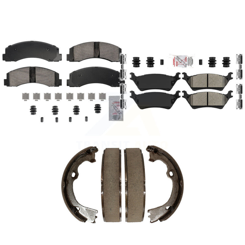 Front Ceramic Rear Semi-Metallic Disc Brake Pads And Parking Shoes Kit For KNN-101271