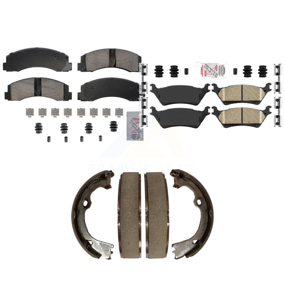 Front Rear Ceramic Disc Brake Pads And Parking Shoes Kit For Ford F-150 KNN-101272