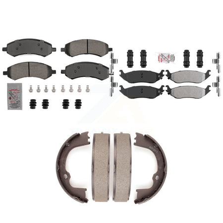 Front Rear Semi-Metallic Disc Brake Pads And Parking Shoes Kit For Ram 1500 KNN-101278