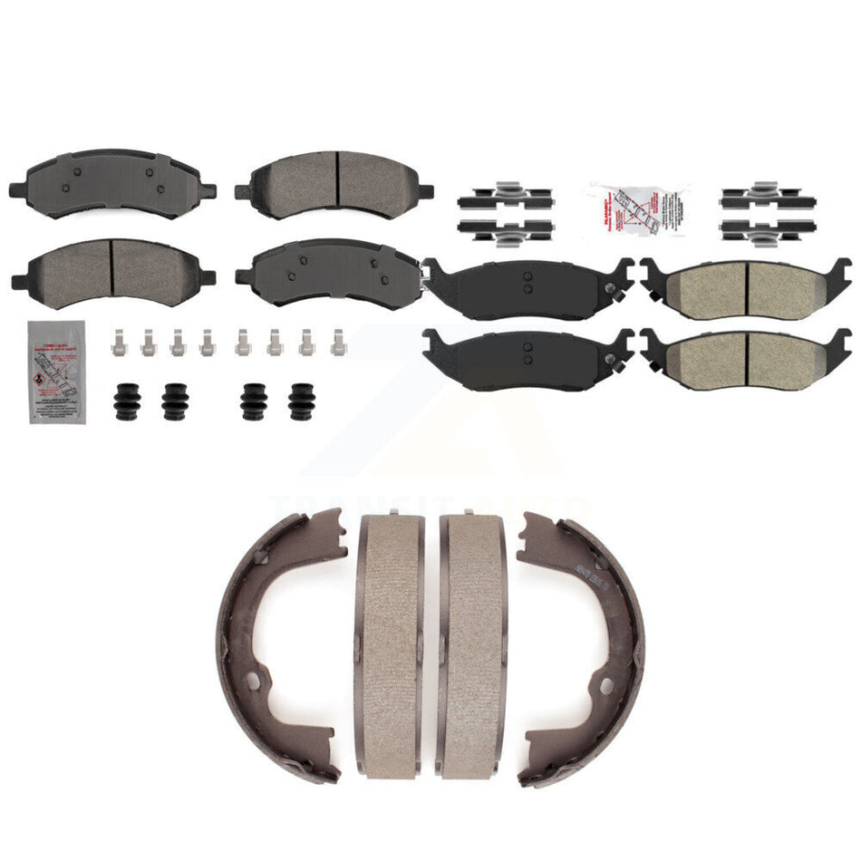 Front Rear Semi-Metallic Disc Brake Pads And Parking Shoes Kit For Ram 1500 KNN-101280