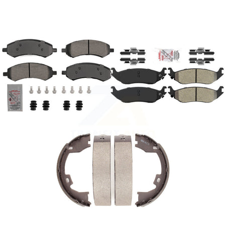 Front Rear Semi-Metallic Disc Brake Pads And Parking Shoes Kit For KNN-101281