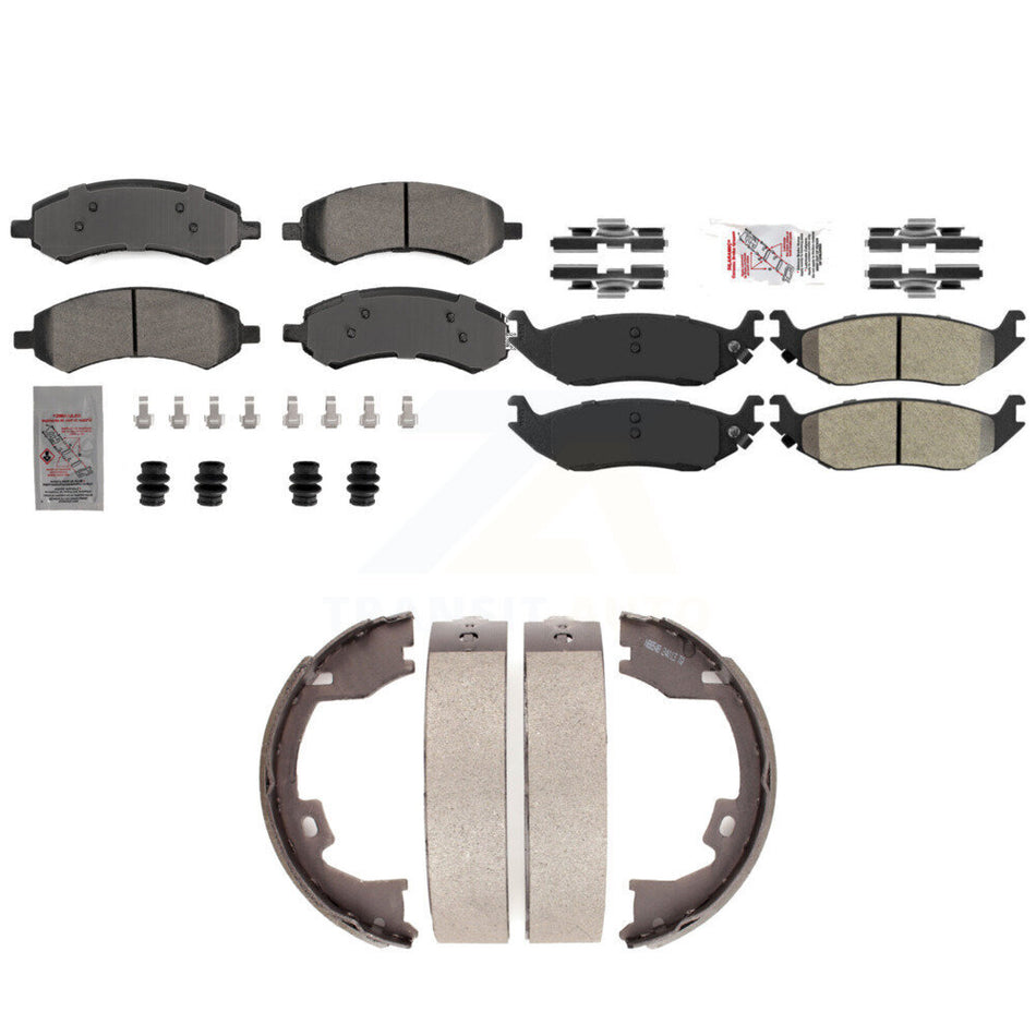 Front Rear Semi-Metallic Disc Brake Pads And Parking Shoes Kit For KNN-101281