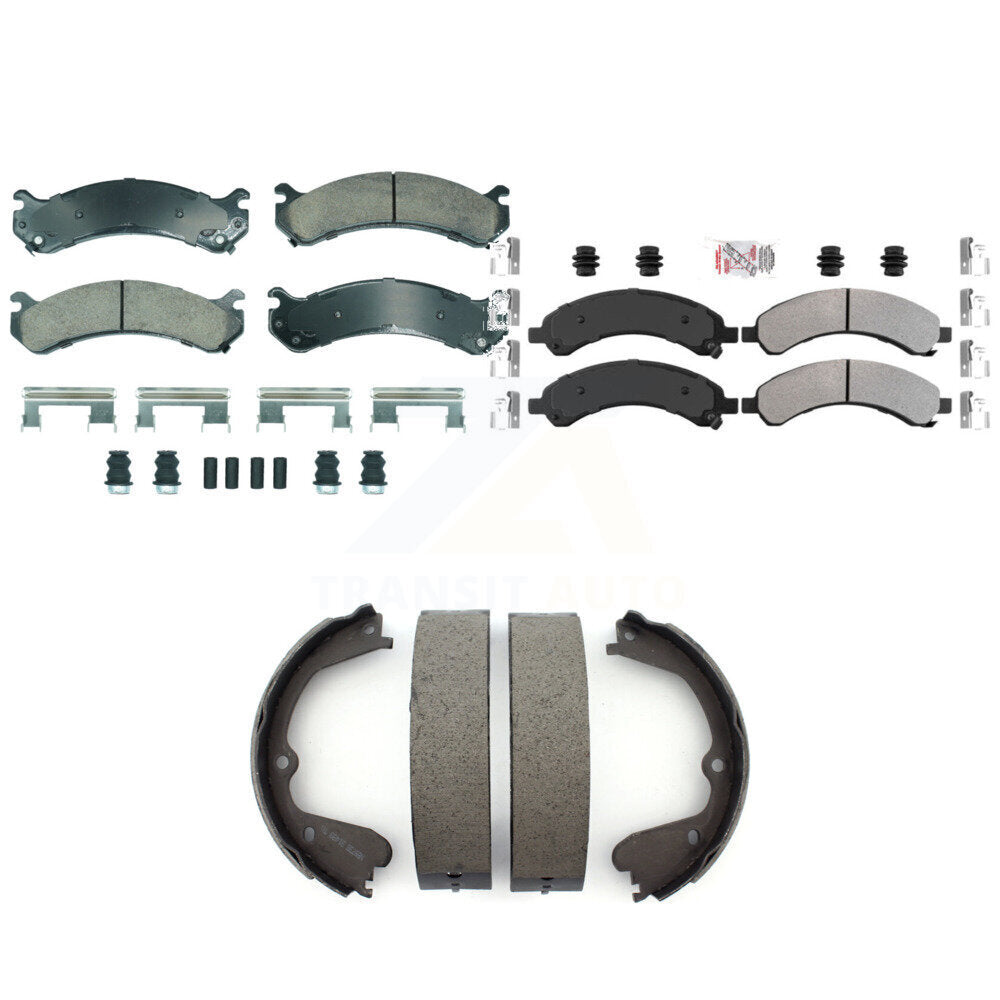 Front Ceramic Rear Semi-Metallic Disc Brake Pads And Parking Shoes Kit For GMC KNN-101285